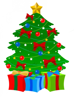 Festive Christmas Treewith Gifts Clipart PNG image