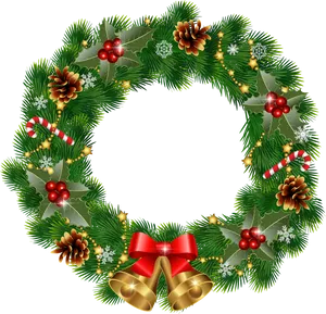 Festive Christmas Wreathwith Bells PNG image