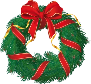 Festive Christmas Wreathwith Red Bow PNG image