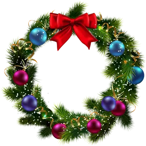 Festive Christmas Wreathwith Red Bow PNG image