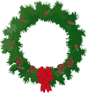 Festive Christmas Wreathwith Red Bow PNG image