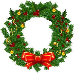 Festive Christmas Wreathwith Red Bow PNG image