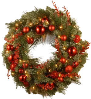 Festive Christmas Wreathwith Red Ornaments