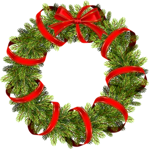Festive Christmas Wreathwith Red Ribbon PNG image