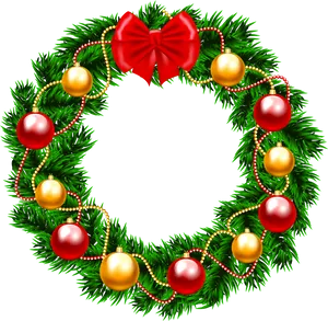 Festive Christmas Wreathwith Redand Gold Ornaments PNG image
