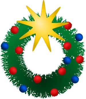 Festive Christmas Wreathwith Star PNG image
