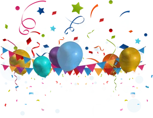Festive Confettiand Balloons Celebration PNG image