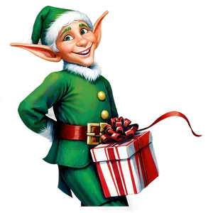 Festive Elf With Gifts PNG 90 PNG