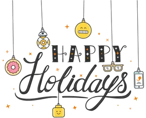 Festive Emoji Ornaments Happy Holidays
