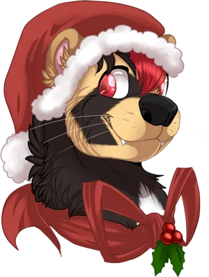 Festive Ferretin Santa Hat PNG