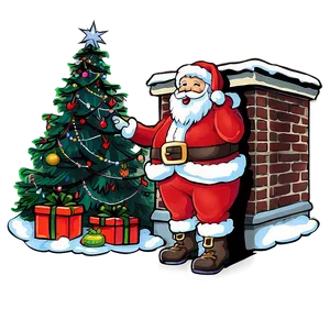 Festive Fireplace Santa PNG Gnl PNG