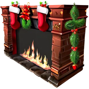 Festive Fireplace With Stockings PNG 06262024 PNG