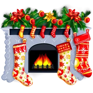 Festive Fireplace With Stockings Png 06262024 PNG image