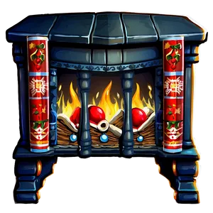 Festive Fireplace With Stockings PNG Xrt43 PNG
