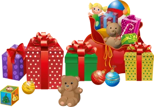 Festive Giftsand Toys Collection PNG image