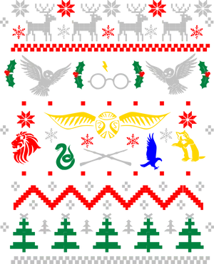 Festive Harry Potter Inspired Pattern PNG image