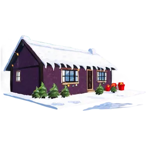 Festive Holiday Cottage PNG 06202024