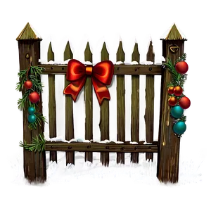 Festive Holiday Decorated Fence PNG Rye PNG