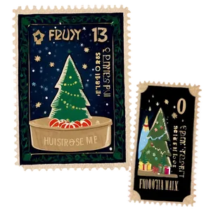 Festive Holiday Postage Stamp Png 06122024 PNG image