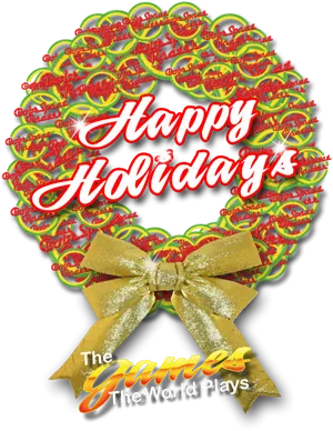 Festive Holiday Wreathwith Golden Bow PNG image