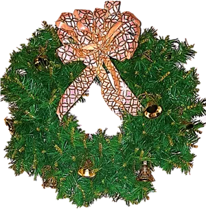 Festive Holiday Wreathwith Pink Bow PNG image