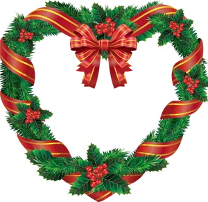 Festive Holiday Wreathwith Red Ribbon PNG image