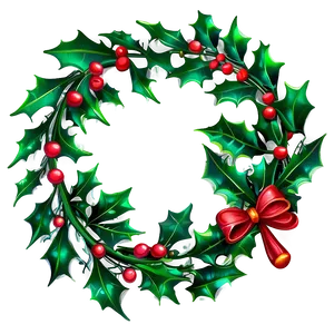 Festive Holly Wreath PNG 05242024