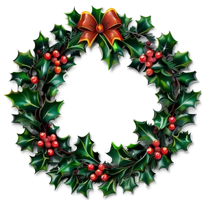 Festive Holly Wreath PNG 24