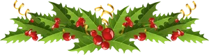 Festive Hollyand Berries Banner PNG image