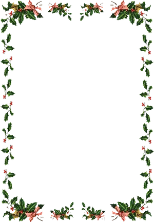 Festive Hollyand Poinsettia Christmas Border PNG image