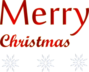 Festive Merry Christmas Text Snowflakes PNG image