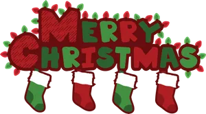 Festive Merry Christmas Textwith Stockings PNG image