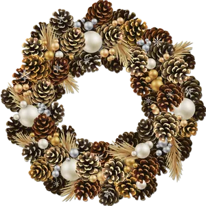 Festive Pinecone Christmas Wreath PNG image