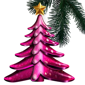 Festive Pink Christmas Tree PNG Ebn PNG