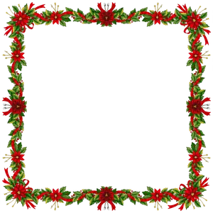 Festive Poinsettia Christmas Border PNG image