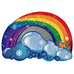 Festive Rainbow With Clouds PNG 63