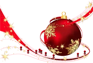 Festive Red Christmas Ballwith Golden Decorations PNG image