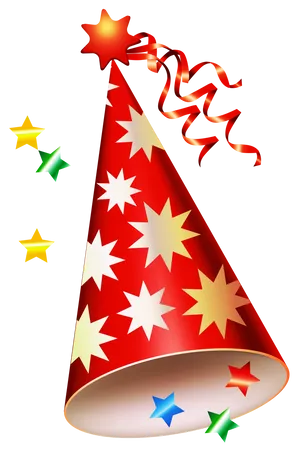 Festive Red Party Hatwith Stars PNG image