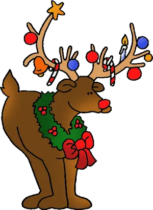 Festive Reindeer Christmas Clipart.png PNG image