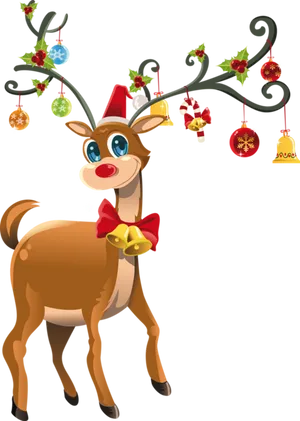 Festive Reindeer Decorated Antlers.png PNG image