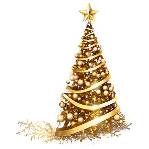 Festive Shimmering Gold Christmas Tree Png 06282024 PNG image