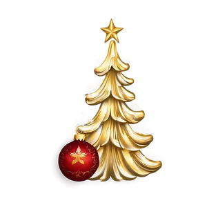 Festive Shimmering Gold Christmas Tree Png Uqt PNG image