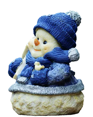 Festive Snowman Figurine Blue Winter Apparel