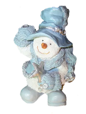 Festive Snowman Figurinewith Blue Hat