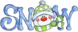 Festive Snowman Word Art PNG image