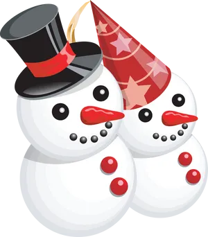 Festive Snowmen Celebration Clipart PNG image