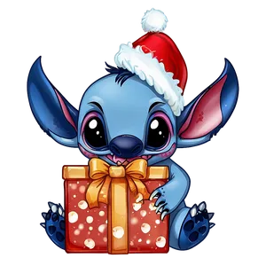 Festive Stitch With Present Png Oua PNG image