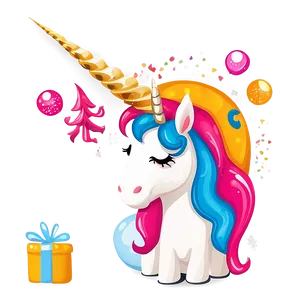 Festive Unicorn Clipart PNG 1