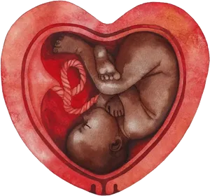 Fetal_ Embrace_in_ Heart_ Shaped_ Womb PNG