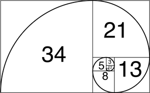 Fibonacci Spiral Sequence Diagram PNG image